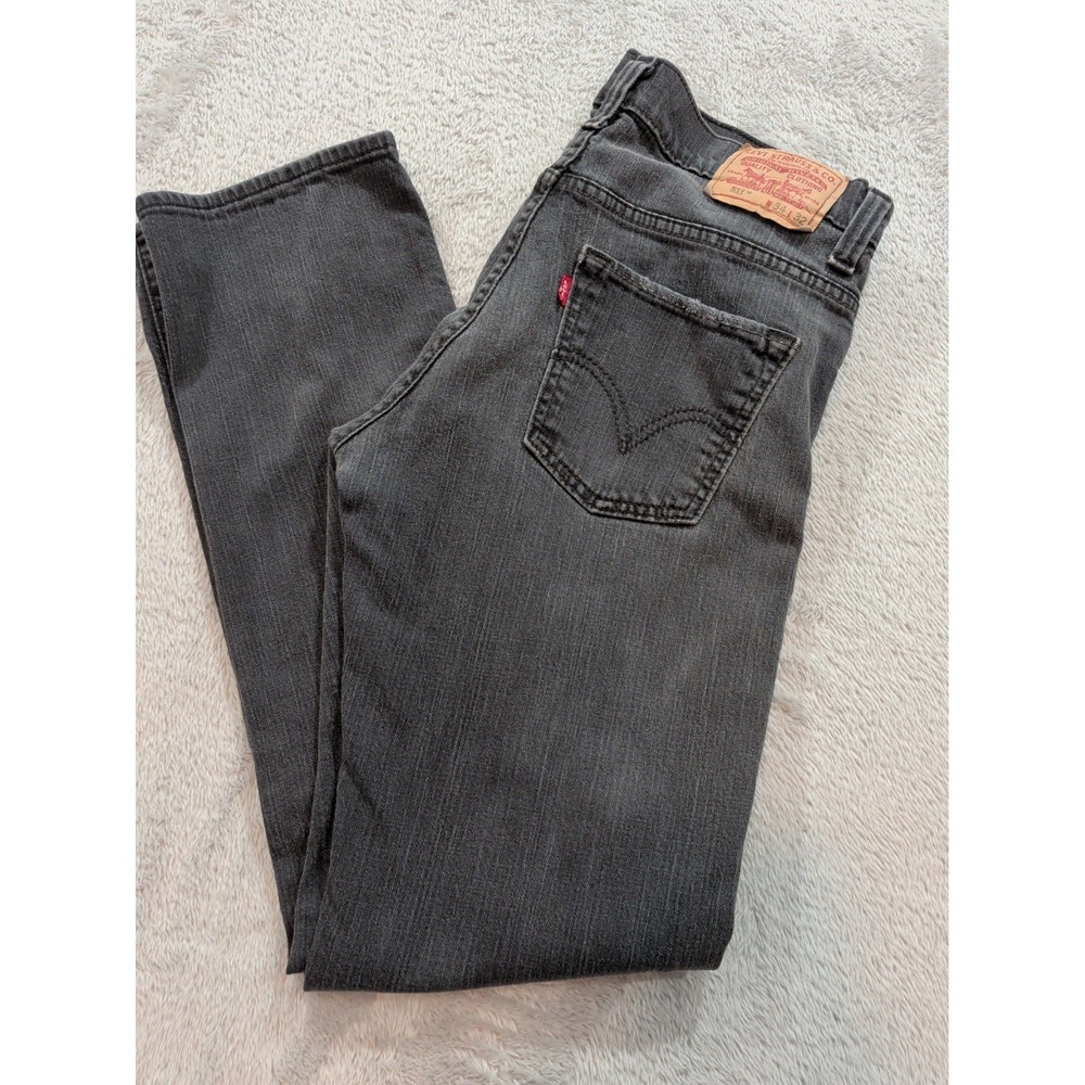 Levis 511 Skinny Jeans Mens 34x32 Faded Black Denim Pants 045114406